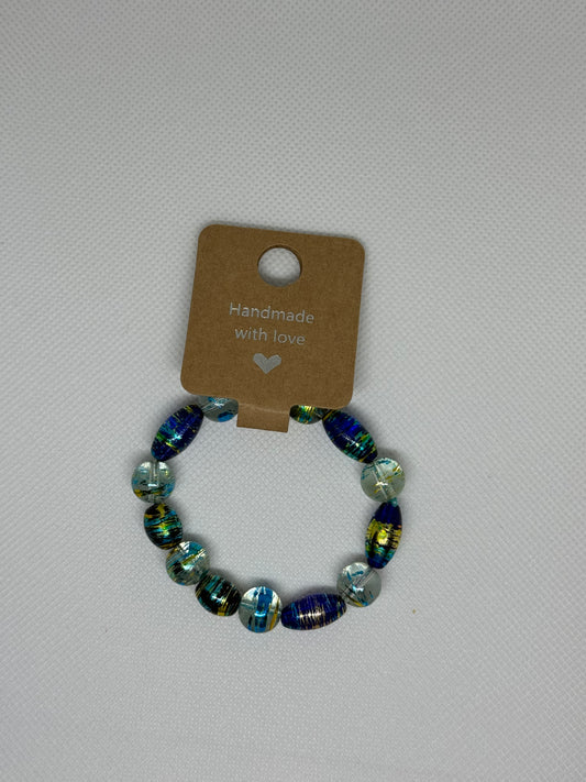 Blue and Clear Painted Bracelet